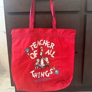 The Cat in the Hat Teacher tote bag. “Teacher of all the things”
